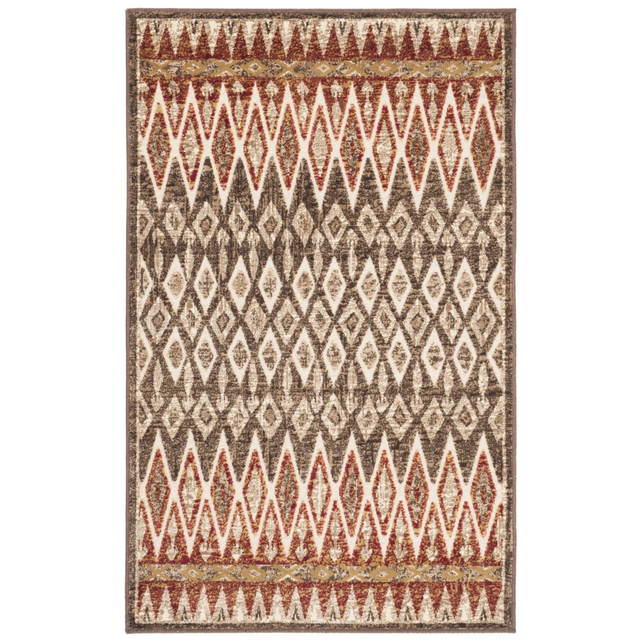 Ivory and Taupe Rectangular Viscose Area Rug