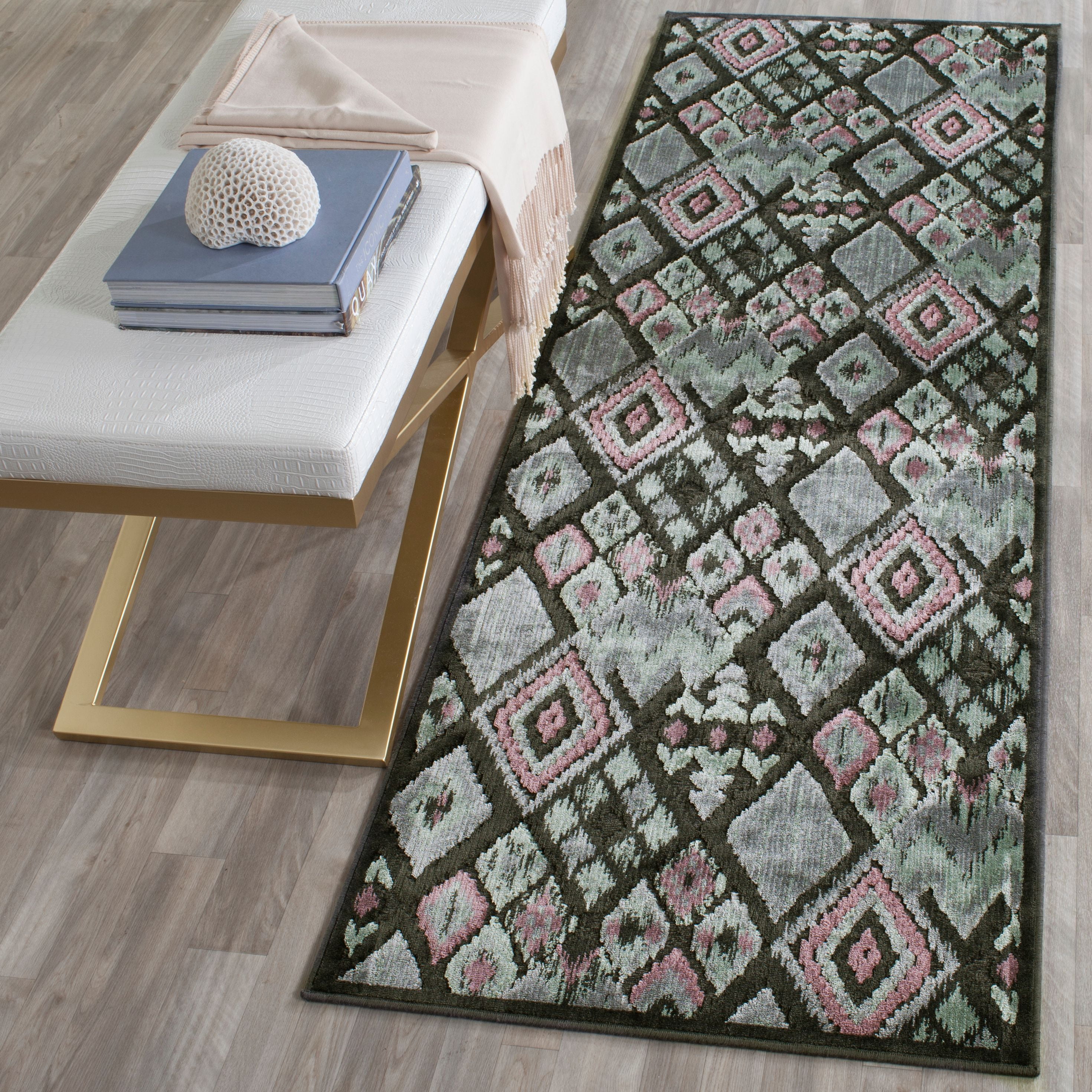 Charcoal Multi Wool and Viscose Runner Rug
