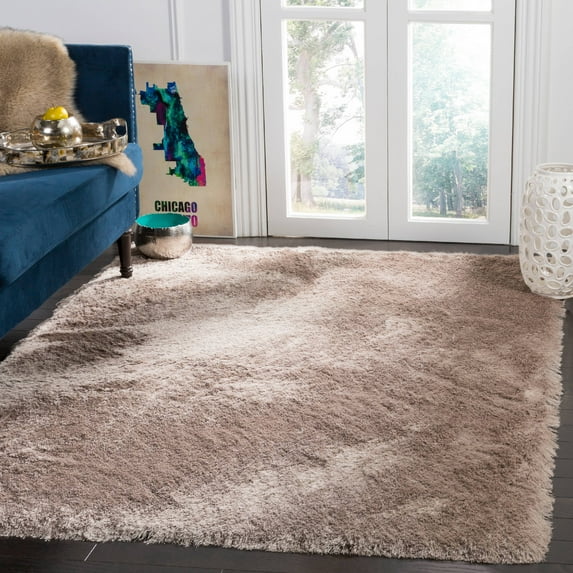 SAFAVIEH Paris Darwin Plush Polyester Shag Area Rug, Beige, 4' x 6'