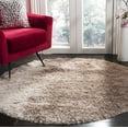 thumbnail image 1 of SAFAVIEH Paris Darwin Plush Polyester Shag Area Rug, Beige, 5' x 5' Round, 1 of 8