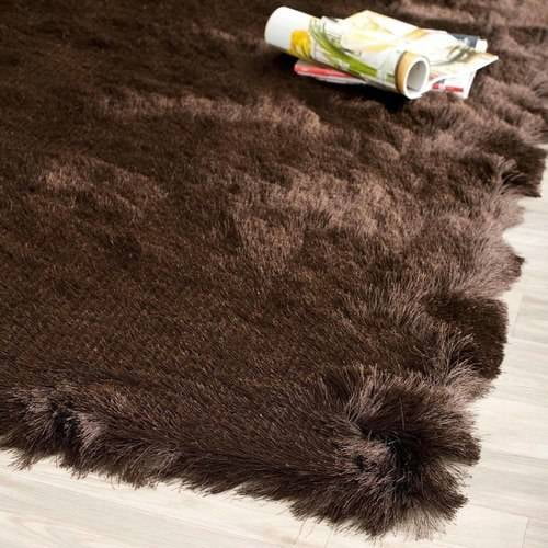 SAFAVIEH Paris Darwin Plush Polyester Shag Area Rug, Chocolate, 4' x 6'