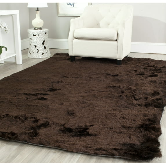 SAFAVIEH Paris Darwin Plush Polyester Shag Area Rug, Chocolate, 5' x 8'
