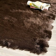 SAFAVIEH Paris Darwin Plush Polyester Shag Area Rug, Chocolate, 7' x 7' Square