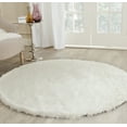 thumbnail image 1 of SAFAVIEH Paris Darwin Plush Polyester Shag Area Rug, Ivory, 3' x 3' Round, 1 of 7
