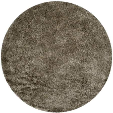 SAFAVIEH Paris Darwin Plush Polyester Shag Area Rug, Sable, 3' x 3' Round