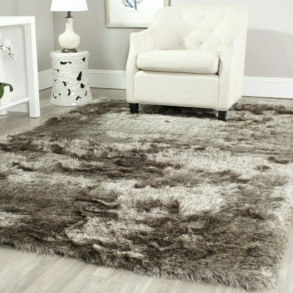 SAFAVIEH Paris Darwin Plush Polyester Shag Area Rug, Sable, 5' x 5' Square