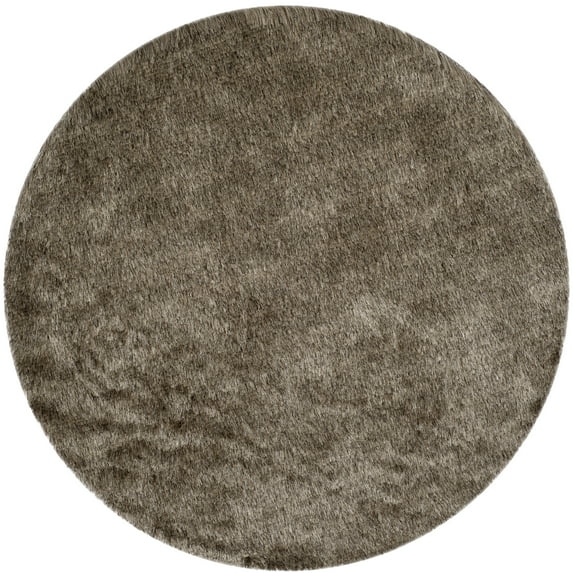 SAFAVIEH Paris Darwin Plush Polyester Shag Area Rug, Sable, 7' x 7' Round