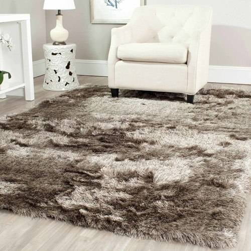 SAFAVIEH Paris Darwin Plush Polyester Shag Area Rug, Sable, 7' x 7' Square