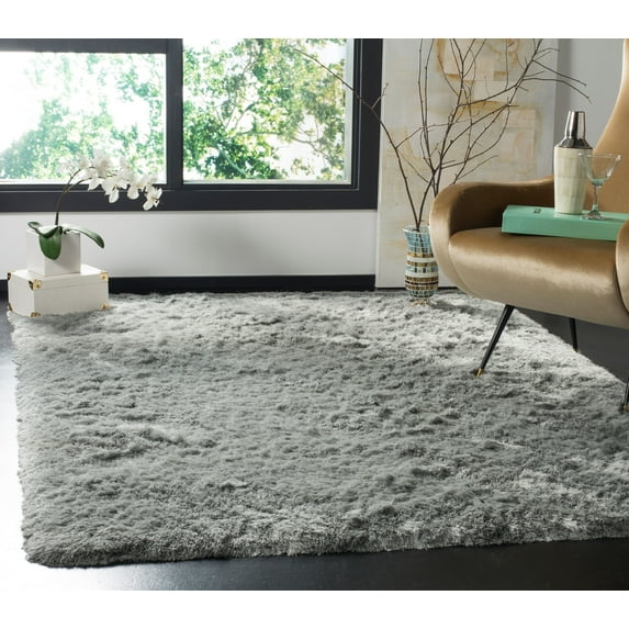 SAFAVIEH Paris Darwin Plush Polyester Shag Area Rug, Sage, 4' x 6'