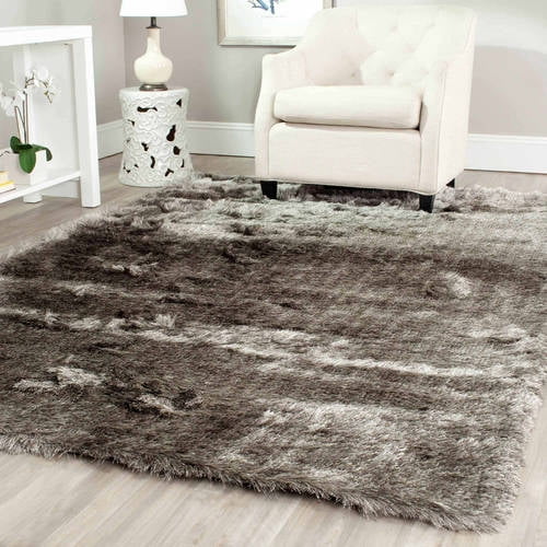 SAFAVIEH Paris Darwin Plush Polyester Shag Area Rug, Silver, 11' x 15'