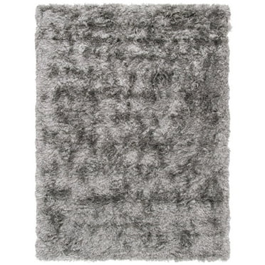 SAFAVIEH Paris Darwin Plush Polyester Shag Area Rug, Silver, 4' x 6'