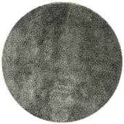 SAFAVIEH Paris Darwin Plush Polyester Shag Area Rug, Silver, 9' x 9' Round