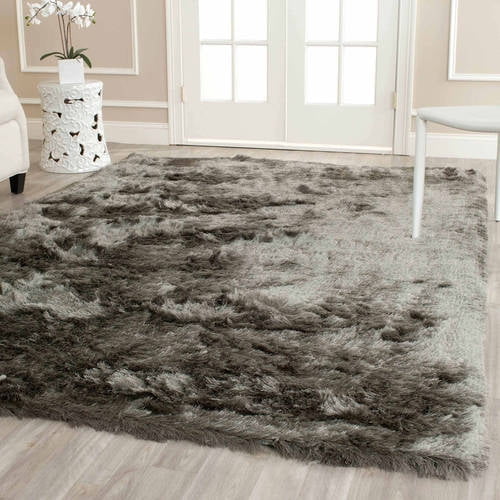 SAFAVIEH Paris Darwin Plush Polyester Shag Area Rug, Titanium, 10' x 14'