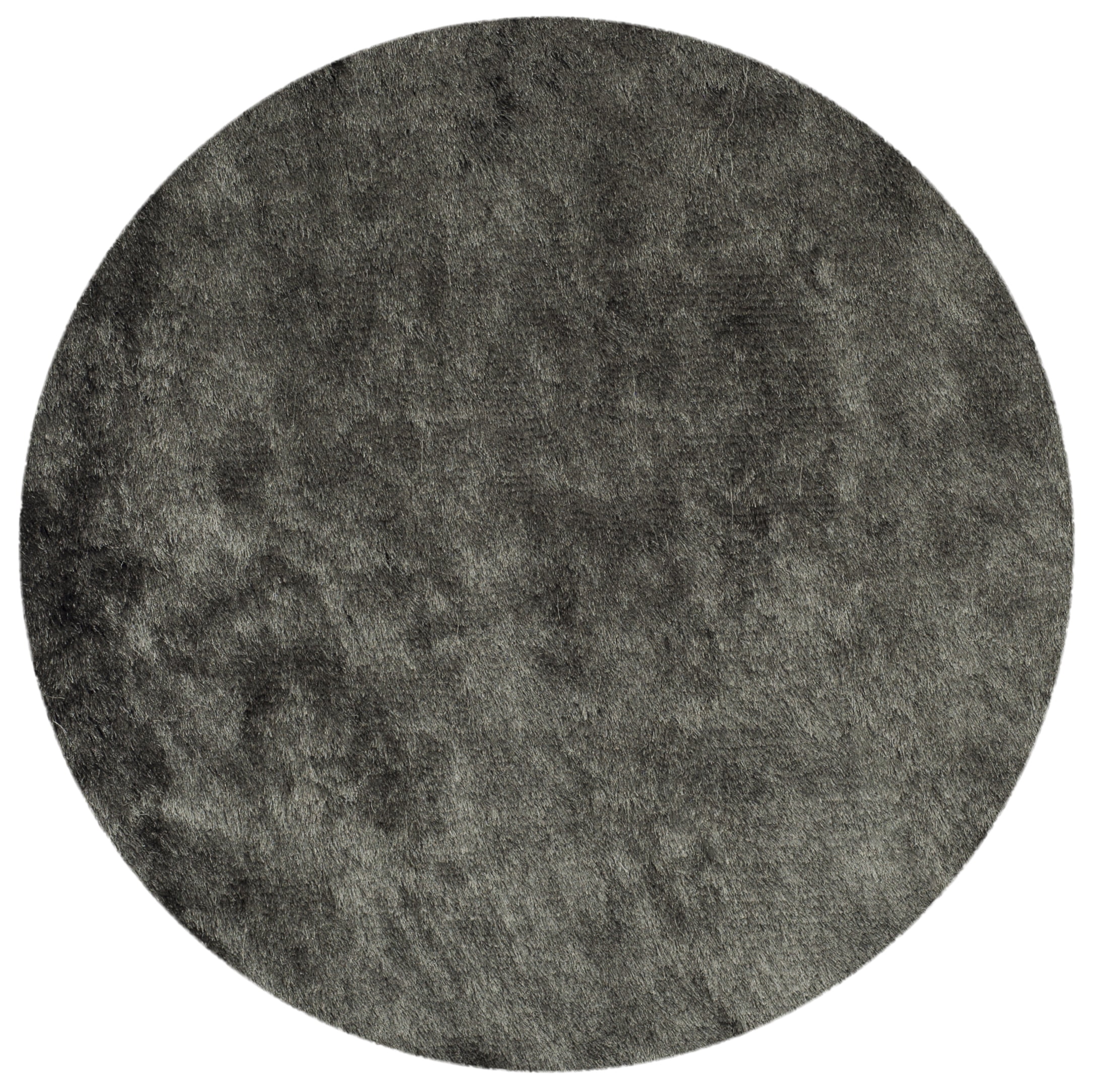 Titanium Twilight 4' x 4' Round Hand-Tufted Wool & Synthetic Shag Rug