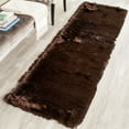 thumbnail image 1 of SAFAVIEH Paris Darwin Plush Polyester Shag Runner Rug, Chocolate, 2'3" x 6', 1 of 6