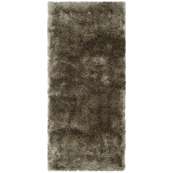 SAFAVIEH Paris Darwin Plush Polyester Shag Runner Rug, Sable, 2'3" x 12'
