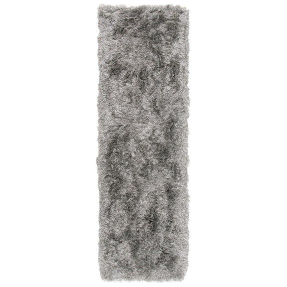 SAFAVIEH Paris Darwin Plush Polyester Shag Runner Rug, Silver, 2'3" x 12'