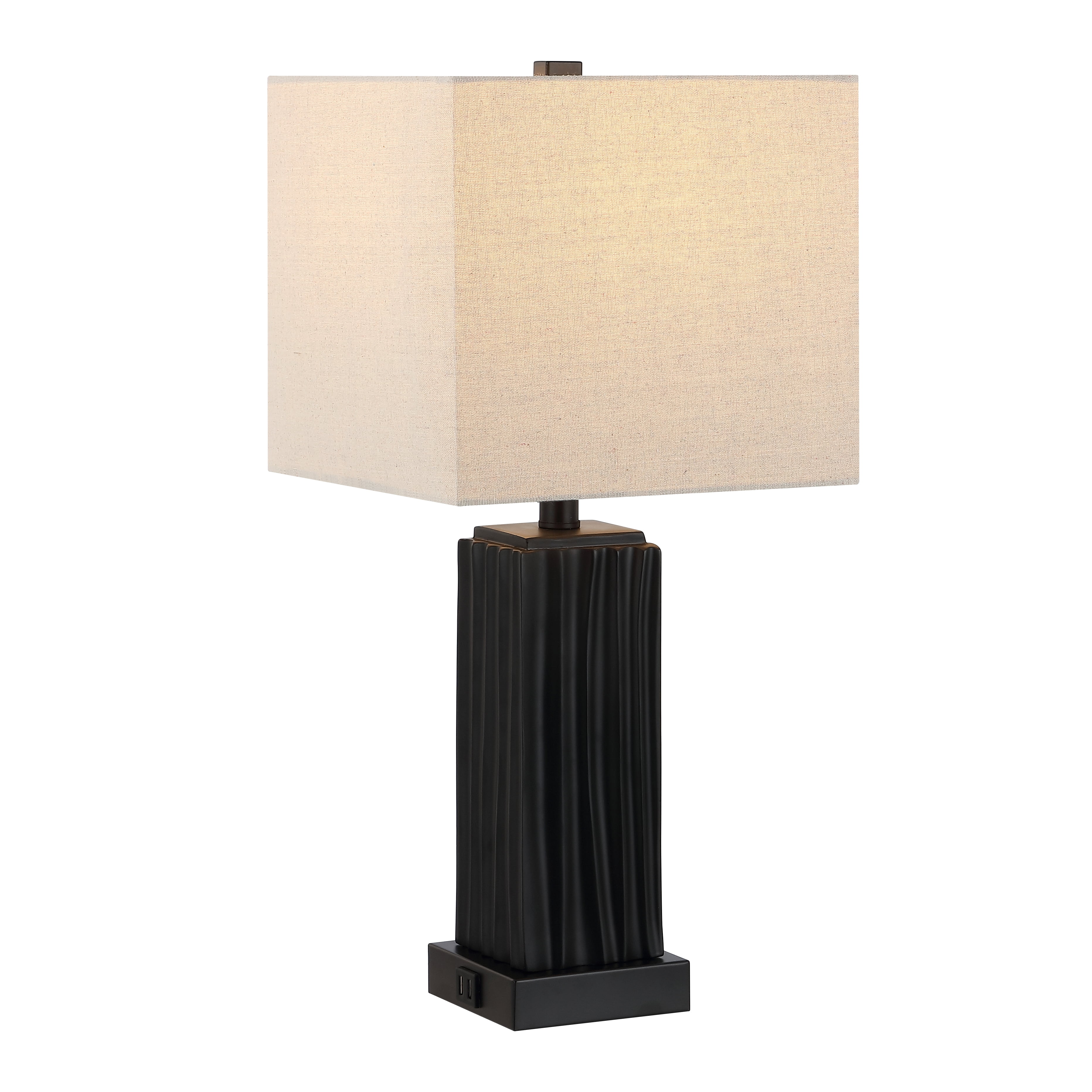 SAFAVIEH Park 24 in. Modern Black Resin USB Port Table Lamp with