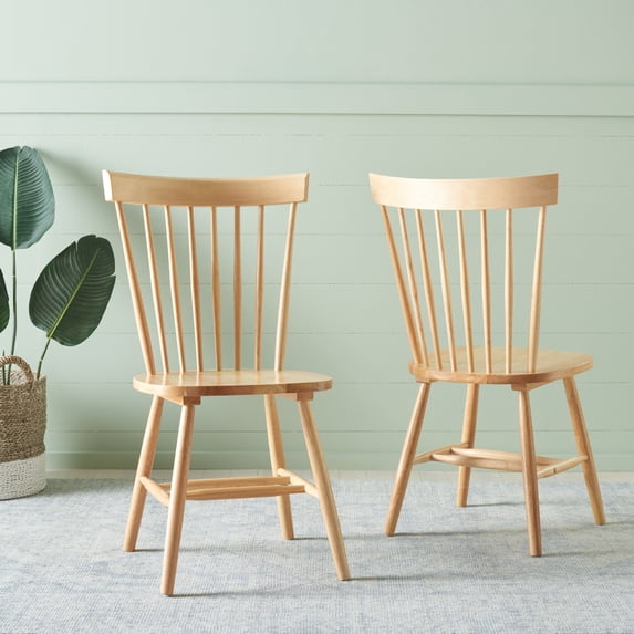 Safavieh Parker Scandinavian Adult Country Wood Solid Print Dining Side Chairs, Natural (Set of 2)