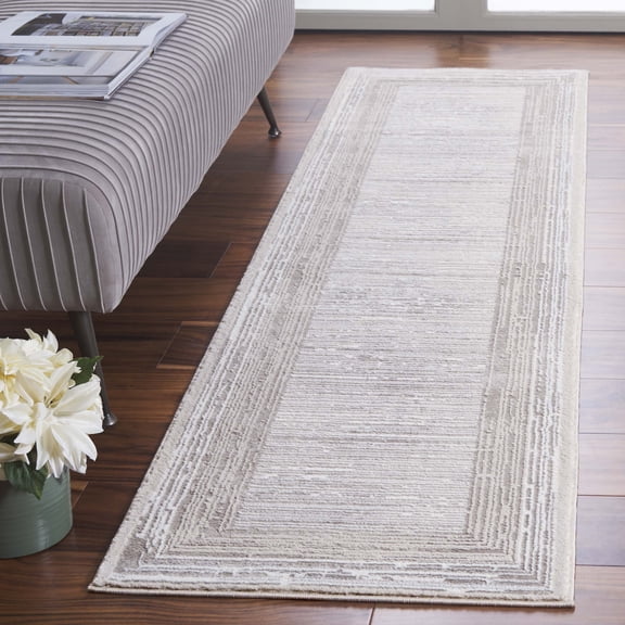 SAFAVIEH Parker Essence Abstract Runner Rug, Taupe/Gray Ivory, 2' x 6'