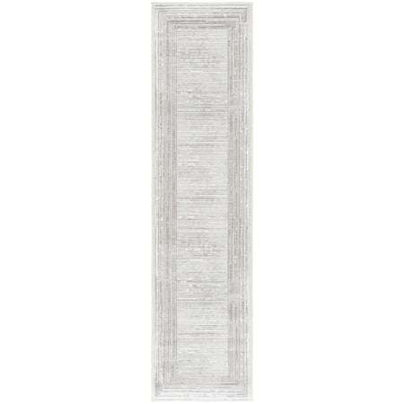 SAFAVIEH Parker Milo Bordered Runner Rug, Taupe/Gray Ivory, 2' x 8'