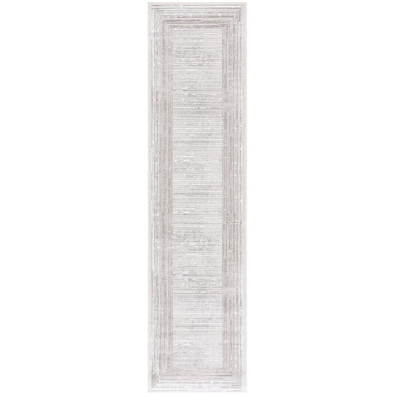 SAFAVIEH Parker Milo Bordered Runner Rug, Taupe/Gray Ivory, 2' x 8'