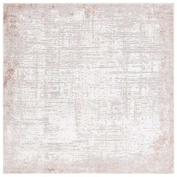 SAFAVIEH Parker Orval Distressed Polyester Area Rug, Taupe/Grey Gold, 6'7" x 6'7" Square