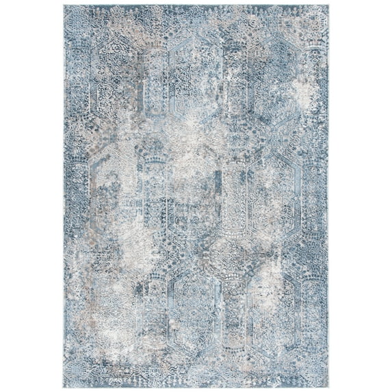 SAFAVIEH Parker Sally Abstract Polyester Area Rug, Blue/Taupe, 5'3" x 7'6"