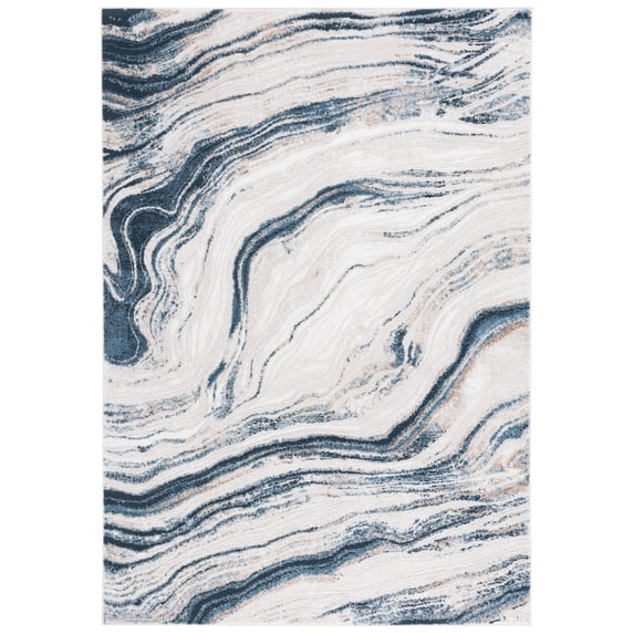 SAFAVIEH Parker Sheeva Abstract Area Rug, Ivory/Navy, 5' x 7'