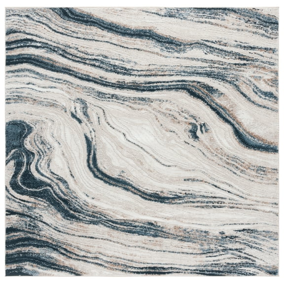 SAFAVIEH Parker Sheeva Abstract Area Rug, Ivory/Navy, 6'7" x 6'7" Square