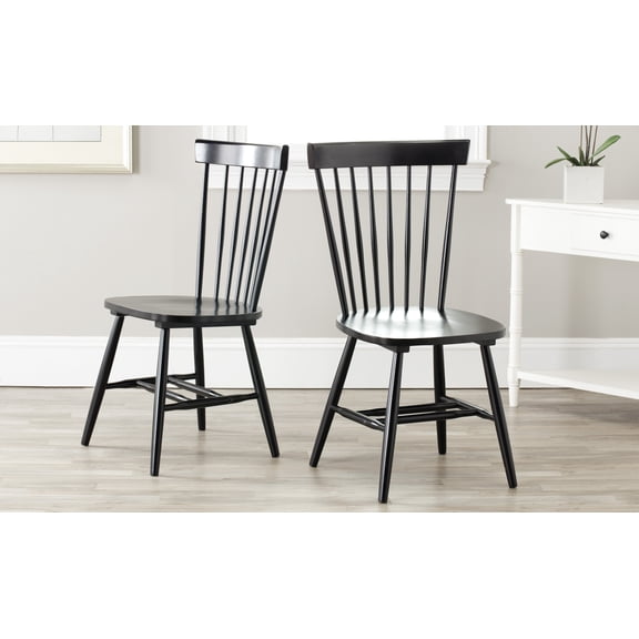 SAFAVIEH Parker Solid 17 in. H Spindle Dining Chair, Black, Set of 2