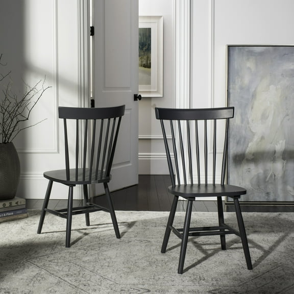 SAFAVIEH Parker Solid 17 in. H Spindle Dining Chair, Charcoal Grey, Set of 2