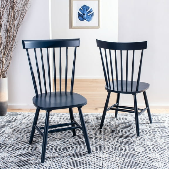 SAFAVIEH Parker Solid 17 in. H Spindle Dining Chair, Navy, Set of 2