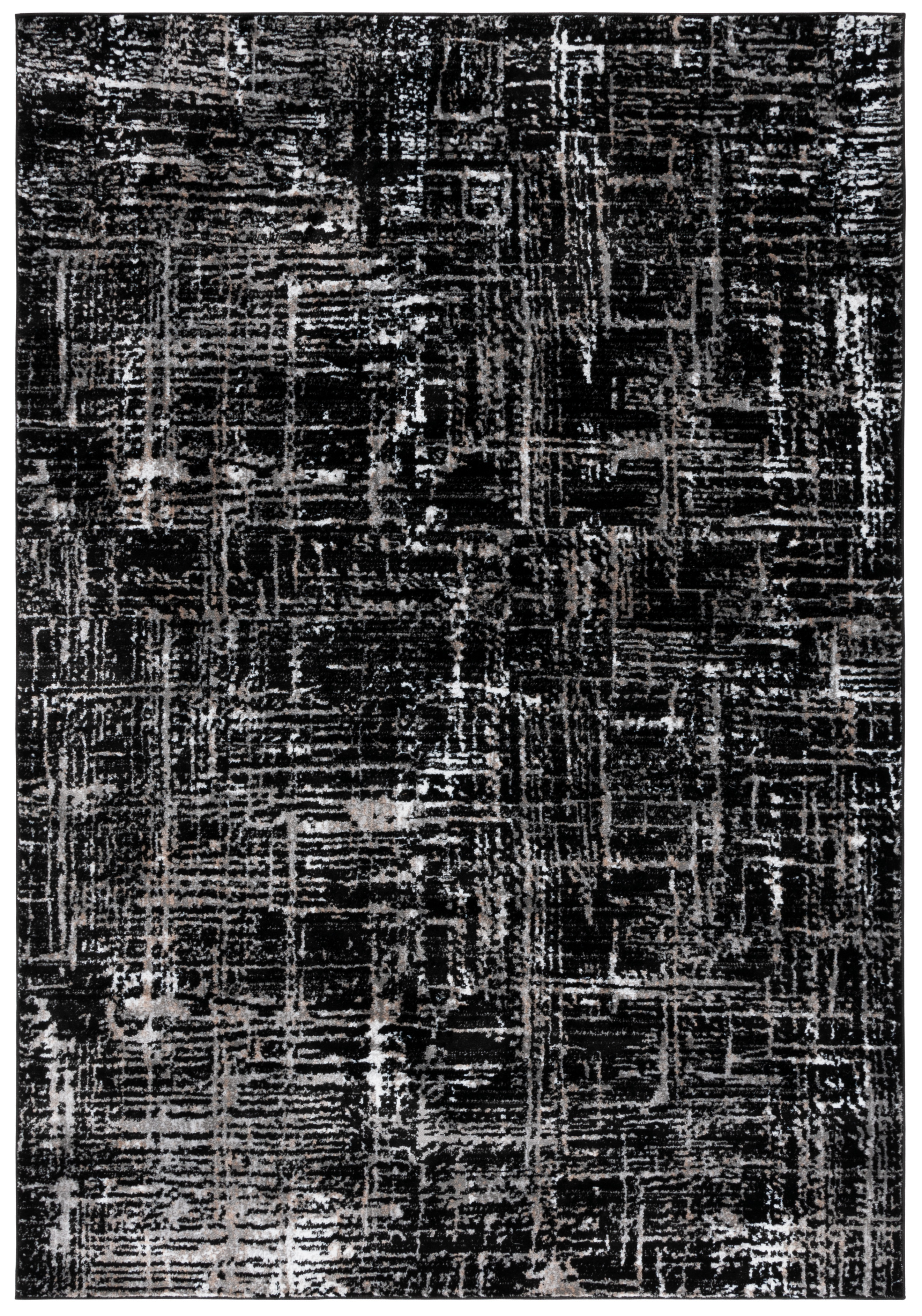 SAFAVIEH Parker Tyson Abstract Area Rug, Black/Ivory, 5'3" x 7'6"