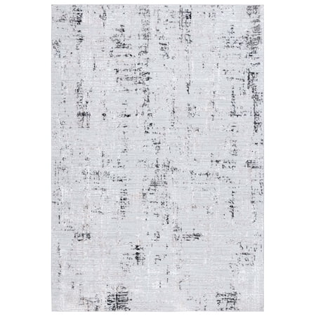 SAFAVIEH Parker Tyson Distressed Polyester Area Rug, Light Grey/Black, 5'3" x 7'6"
