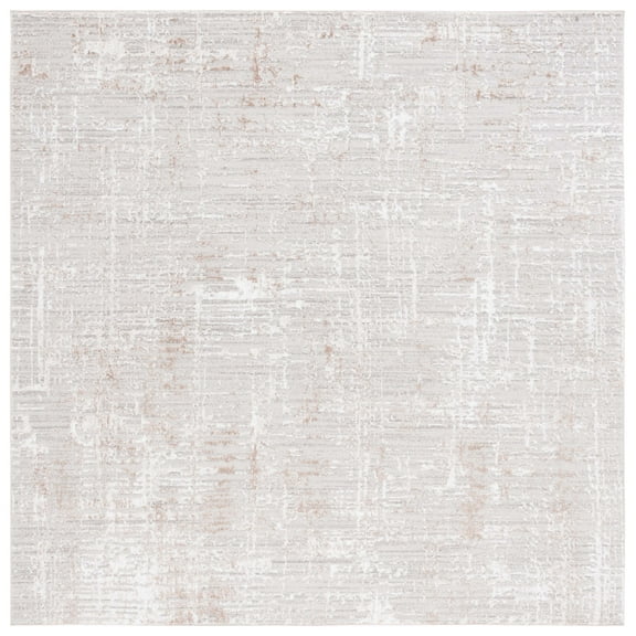 SAFAVIEH Parker Tyson Distressed Polyester Area Rug, Taupe/Grey Gold, 6'7" x 6'7" Square