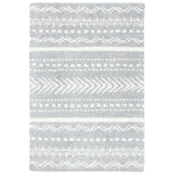 SAFAVIEH Parma Blanche Geometric Shag Area Rug, Grey/Ivory, 5'3" x 7'6"