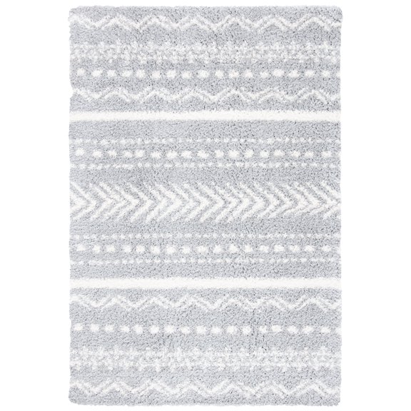 SAFAVIEH Parma Blanche Geometric Shag Area Rug, Grey/Ivory, 9' x 12'