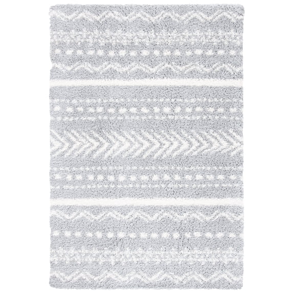 SAFAVIEH Parma Blanche Geometric Shag Area Rug, Grey/Ivory, 9' x 12'