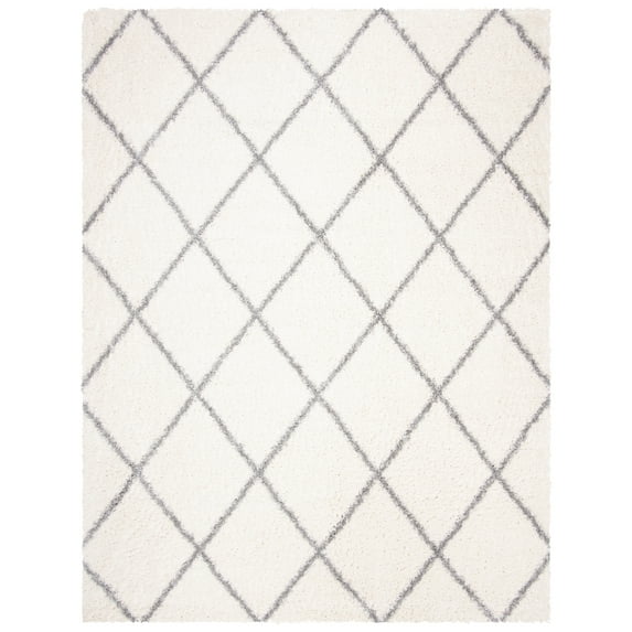 SAFAVIEH Parma Eglantine Geometric Shag Area Rug, Cream/Grey, 10' x 14'