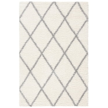 SAFAVIEH Parma Eglantine Geometric Shag Area Rug, Cream/Grey, 2' x 3'