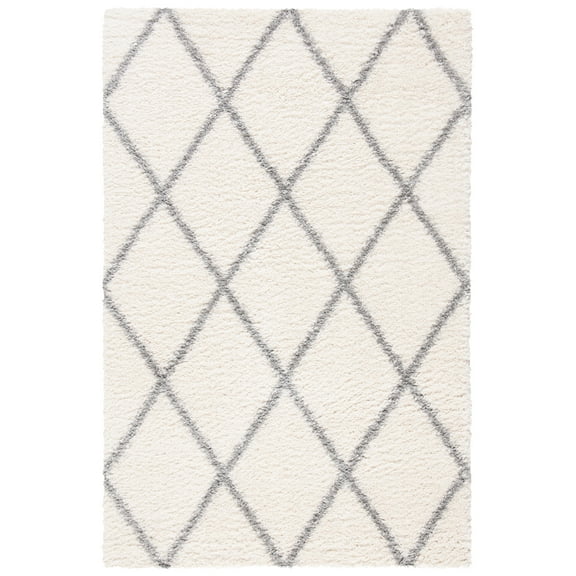 SAFAVIEH Parma Eglantine Geometric Shag Area Rug, Cream/Grey, 2' x 3'