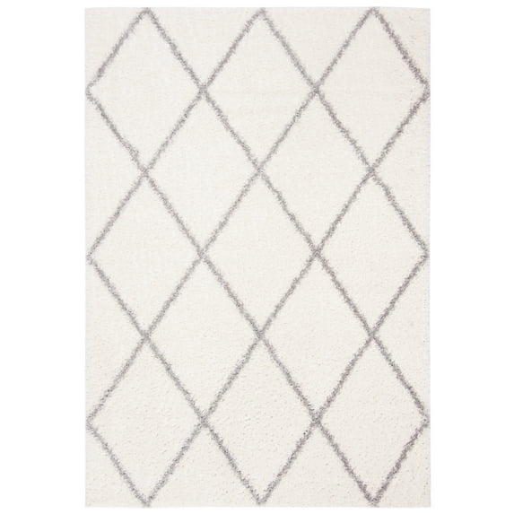 SAFAVIEH Parma Eglantine Geometric Shag Area Rug, Cream/Grey, 5'3" x 7'6"