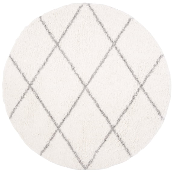 SAFAVIEH Parma Eglantine Geometric Shag Area Rug, Cream/Grey, 6'7" x 6'7" Round