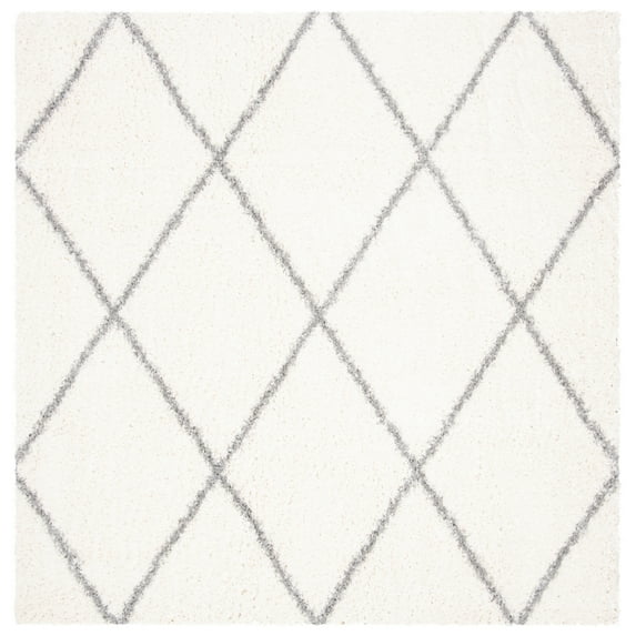 SAFAVIEH Parma Eglantine Geometric Shag Area Rug, Cream/Grey, 9' x 9' Square