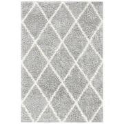 SAFAVIEH Parma Eglantine Geometric Shag Area Rug, Grey/Cream, 2' x 3'