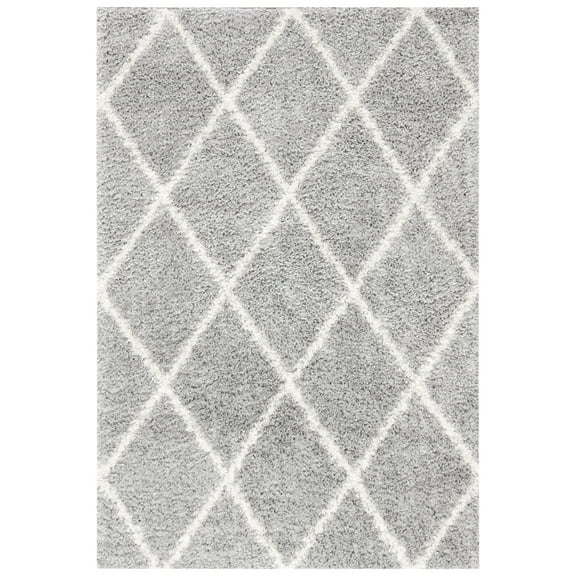 SAFAVIEH Parma Eglantine Geometric Shag Area Rug, Grey/Cream, 2' x 3'