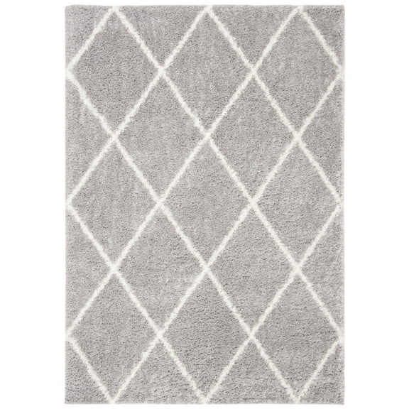 SAFAVIEH Parma Eglantine Geometric Shag Area Rug, Grey/Cream, 5'3" x 7'6"