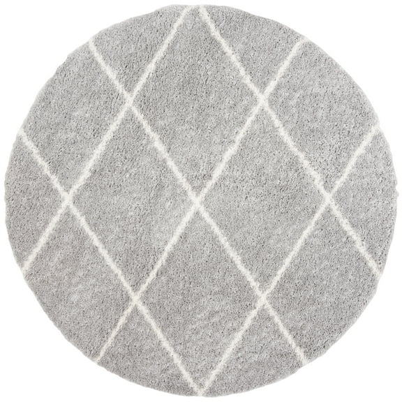 SAFAVIEH Parma Eglantine Geometric Shag Area Rug, Grey/Cream, 6'7" x 6'7" Round