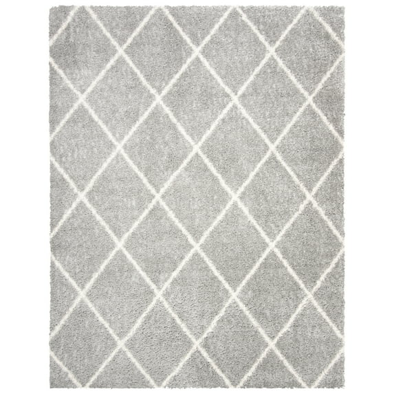SAFAVIEH Parma Eglantine Geometric Shag Area Rug, Grey/Cream, 8' x 10'